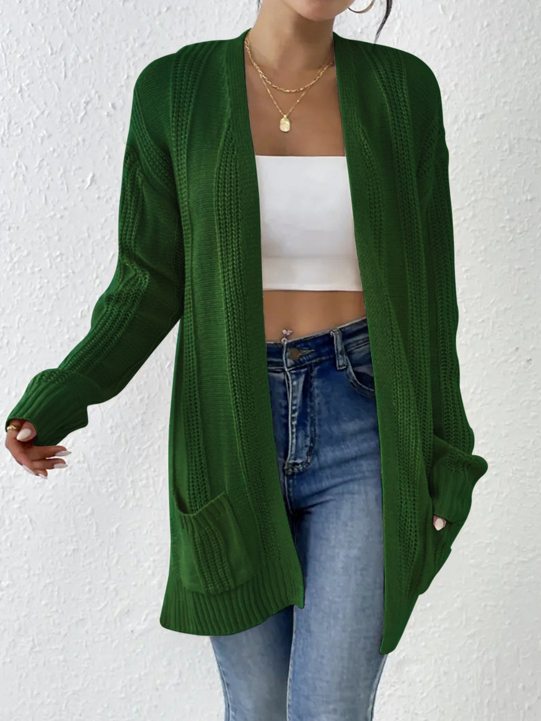 Damen Strickjacke mit offenem Design und praktischen Taschen Drune