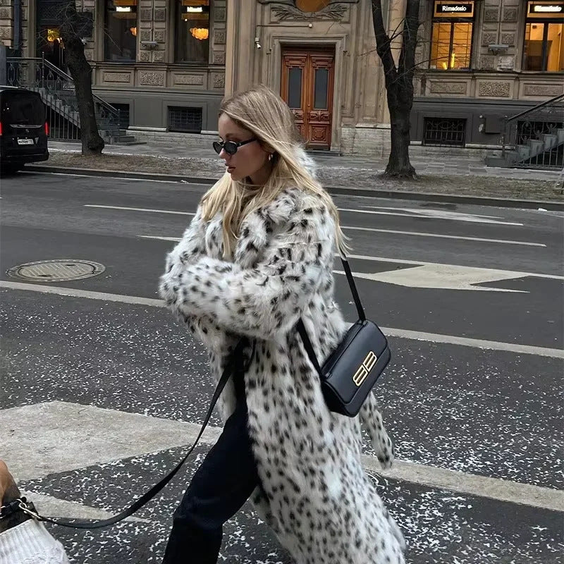 Damen modischer Kunstpelzmantel Drune
