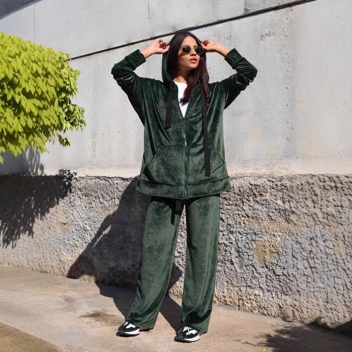 Damen gemütlicher Kapuzenpullover im urbanen Stil mit praktischen Taschen und weichem Material Drune