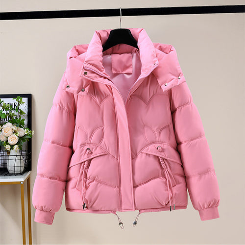 Damen Modische Pufferjacke mit abnehmbarer Kapuze und seitlichen Eingrifftaschen Drune