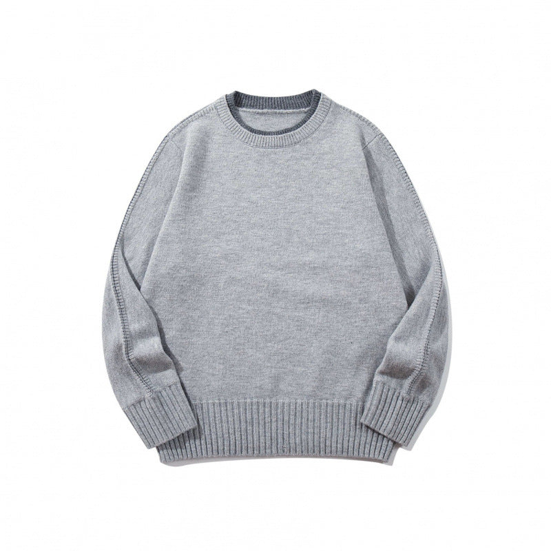 Unisex Weicher Mélange-Rundhalspullover aus Bio-Baumwollmix mit Boxy‑Fit und breiten Rippbündchen Drune