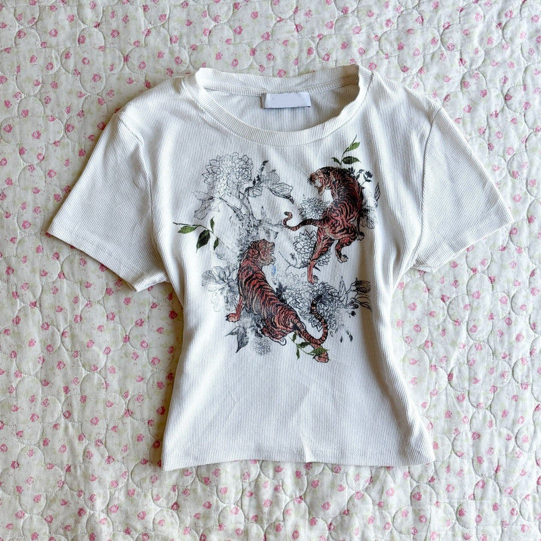 Damen T-Shirt mit kreativem Tigerdesign Drune