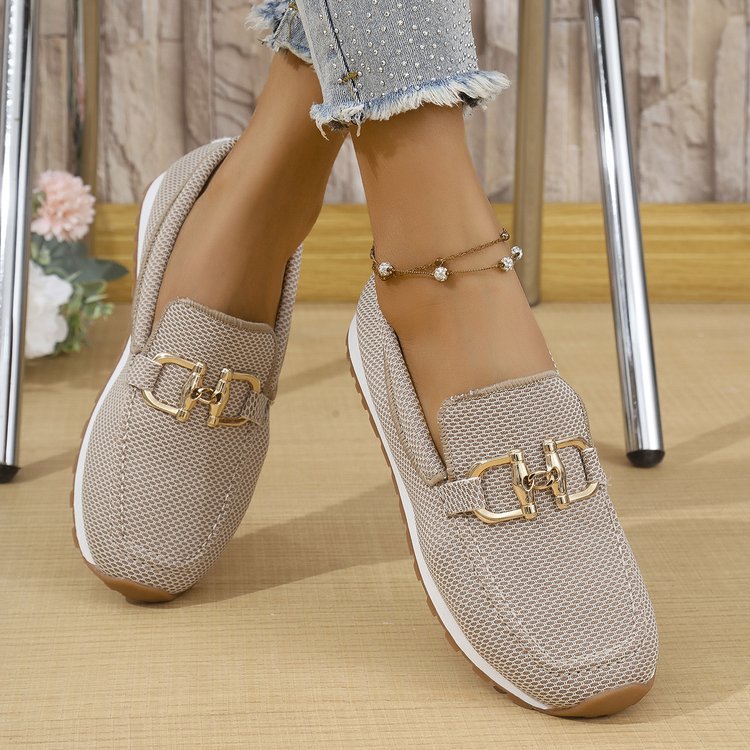 Damen Leichte Mesh-Slipper-Loafer mit gepolstertem Komfortfußbett und Dekor-Schnalle Drune