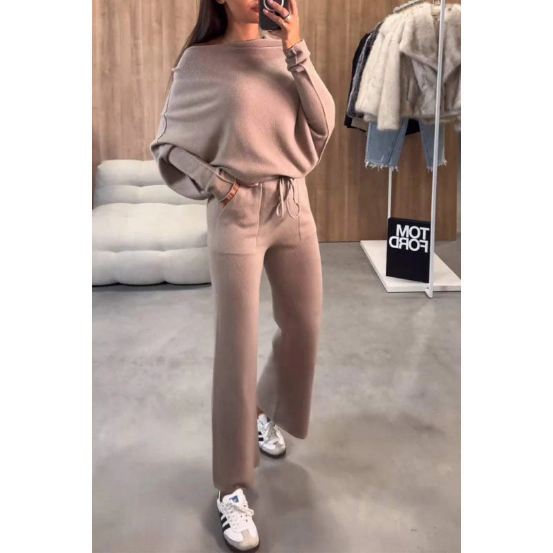 Damen bequeme Loungewear aus weichem Strickmaterial mit weitem Schnitt Drune