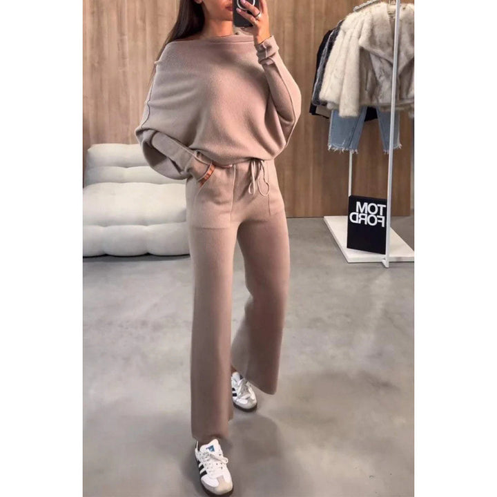 Damen bequeme Loungewear aus weichem Strickmaterial mit weitem Schnitt Drune
