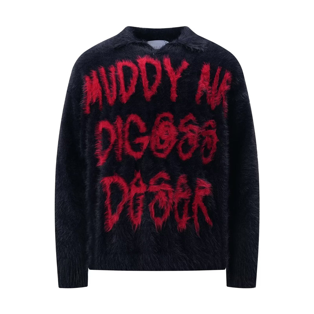 Damen Modischer Pullover mit einzigartigem Schriftzug Drune