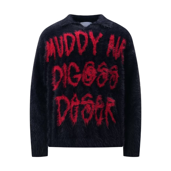 Damen Modischer Pullover mit einzigartigem Schriftzug Drune