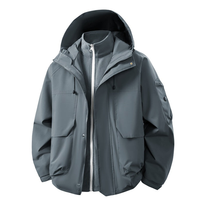 Unisex zweilagige Softshell-Parka mit herausnehmbarem Fleece-Innenlayer, Kapuze und Utility-Taschen Drune