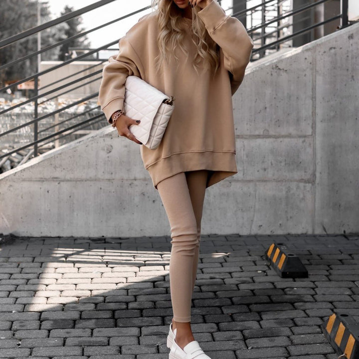 Damen Lässiges Sweatshirt mit überschnittenen Schultern und weichem Innenfutter Drune