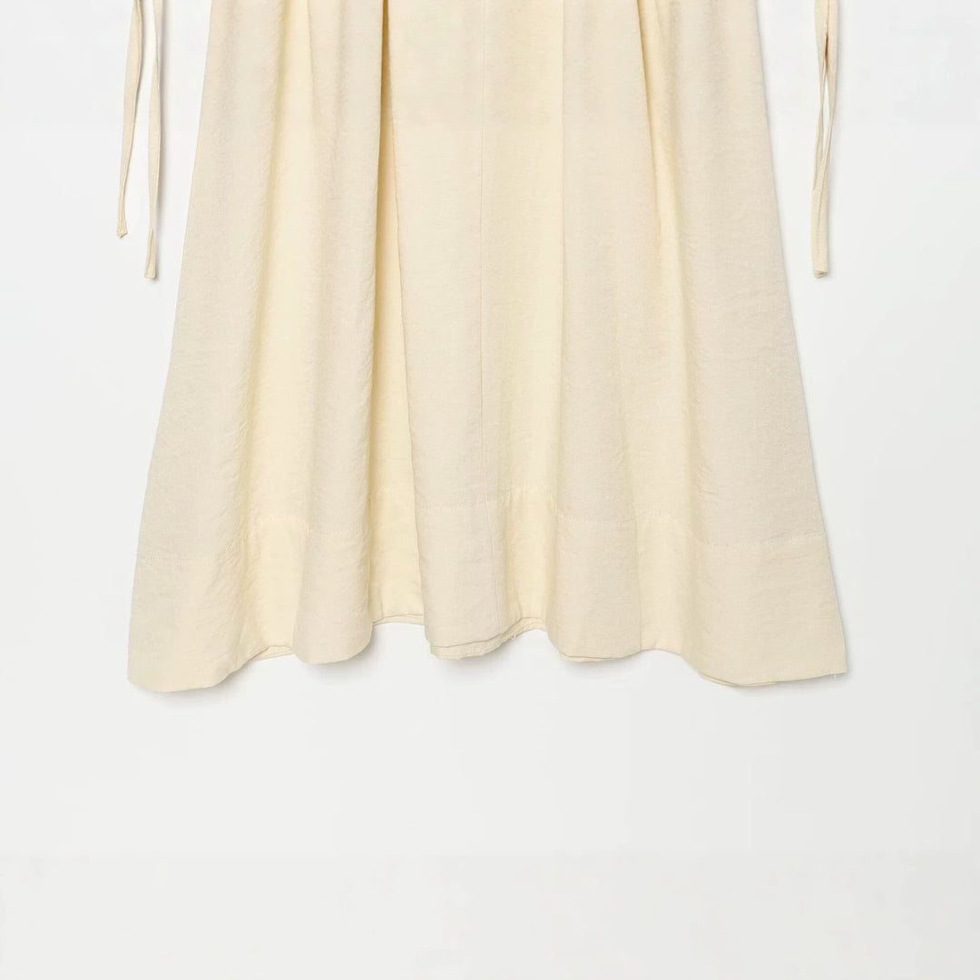 Damen Maxikleid mit Stehkragen, Bindeschal und Ballonärmeln Drune