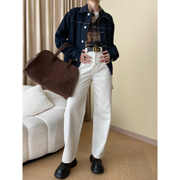 Damen hochtaillierte Chino-Hose mit geradem Schnitt und modernem Design Drune