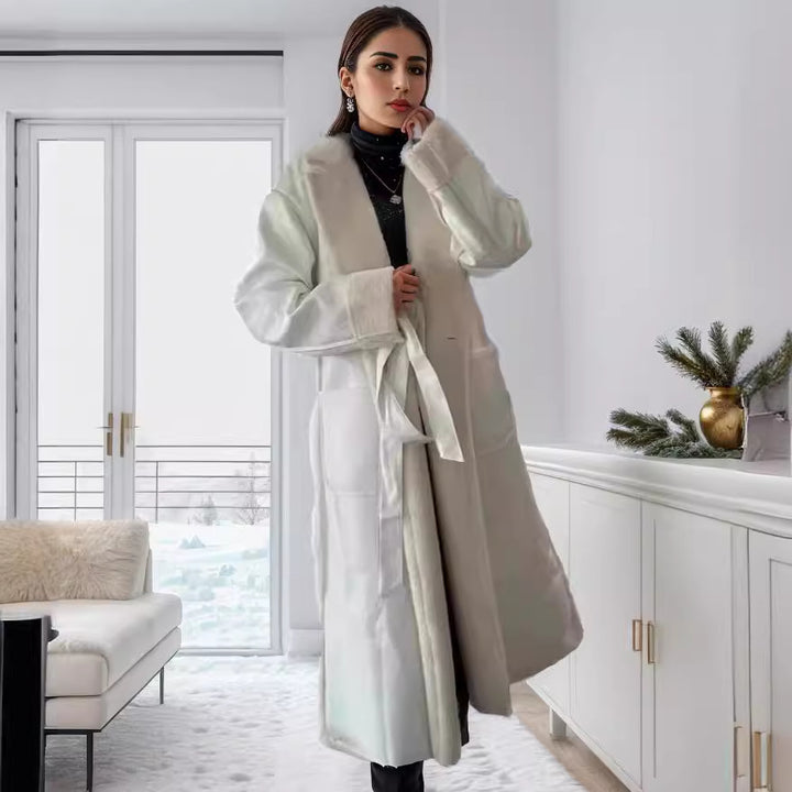 Damen hochwertiger Oversized-Mantel mit weichem Teddyfutter Drune