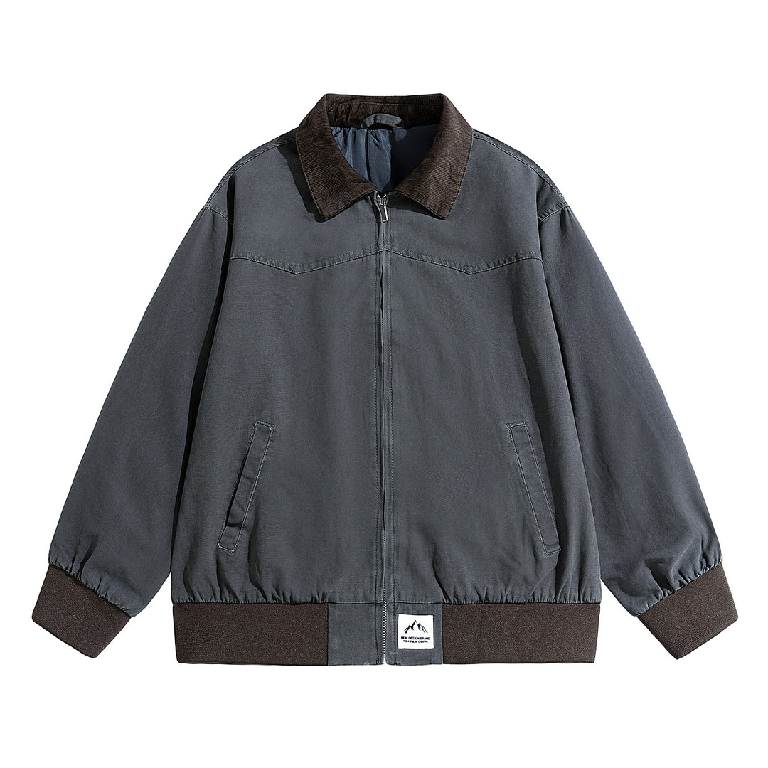 Herren Oversize-Field-Bomberjacke mit Cordkragen, elastischem Saum & verdecktem Reißverschluss Drune