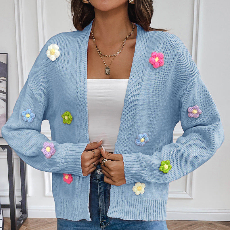 Drune | Handgehäkelter floral gestrickter Cardigan
