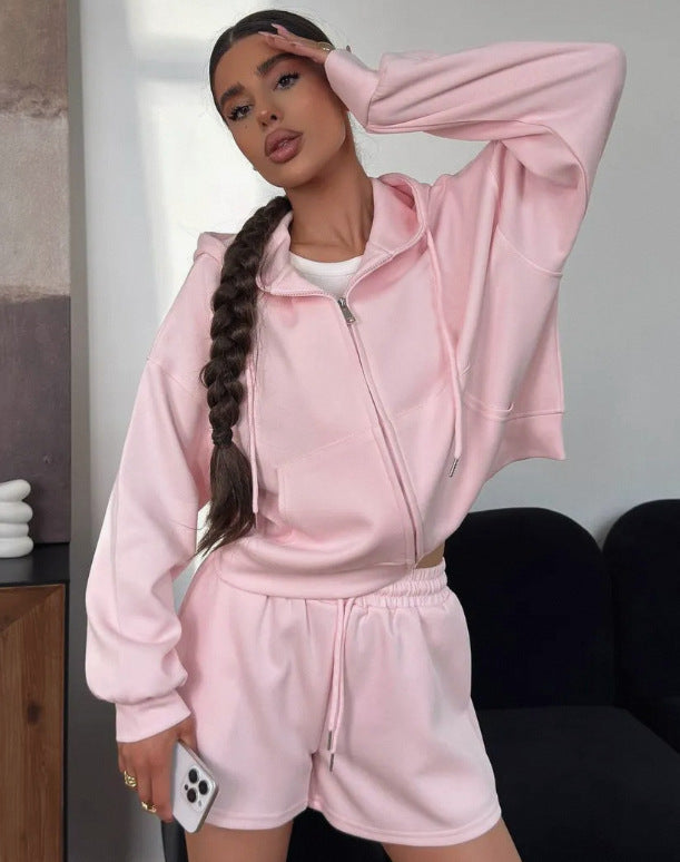 Damen bequeme Hoody-Shorts Kombination Drune