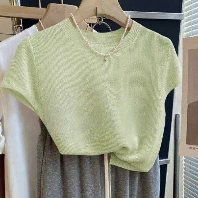 Damen lässiges Kurzarm-Strickshirt Drune