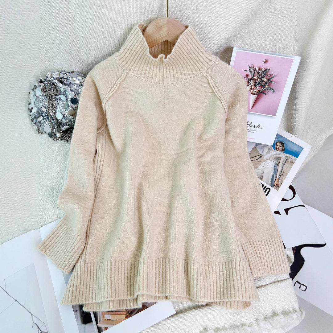 Damen modischer Oversized Pullover mit strukturiertem Stehkragen Drune