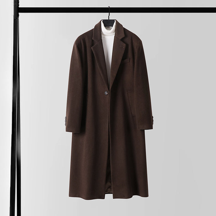 Herren Taillierter Wollmix-Longcoat mit Schalkragen und Ein-Knopf-Verschluss Drune