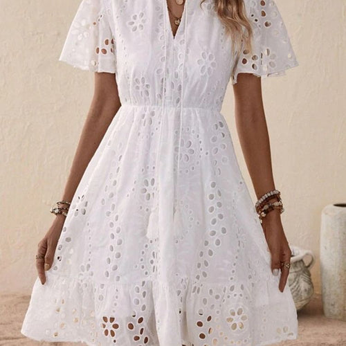 Damen Freizeitkleid mit Lochmuster und lockerer Passform Drune