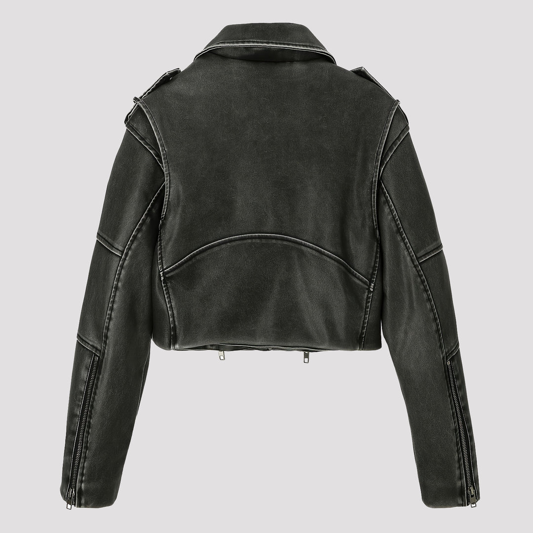 Damen Cropped Bikerjacke Drune