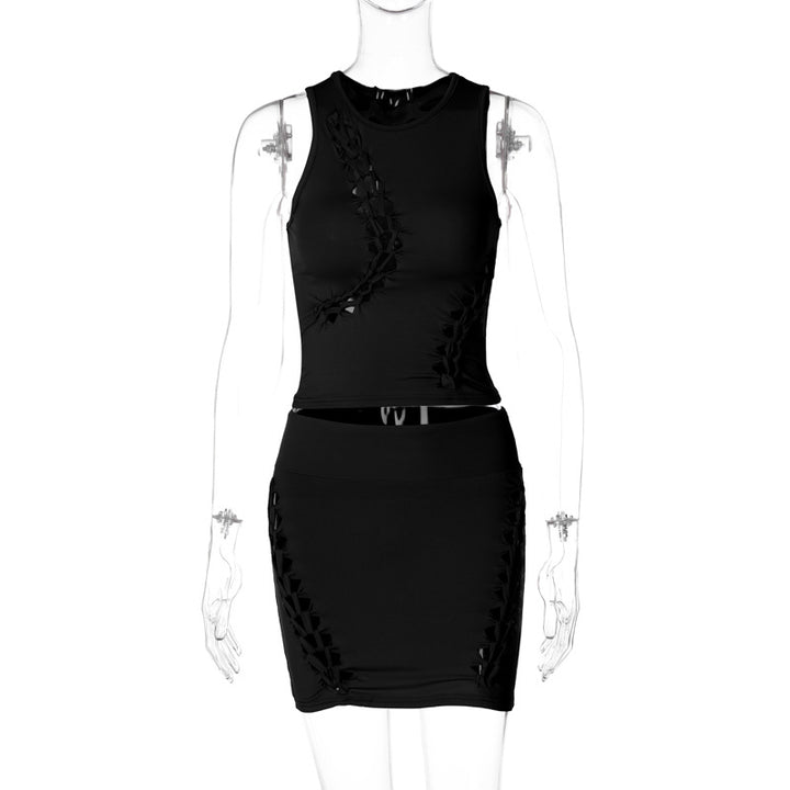 Damen Sportliches Crop-Top und Rock Set Drune