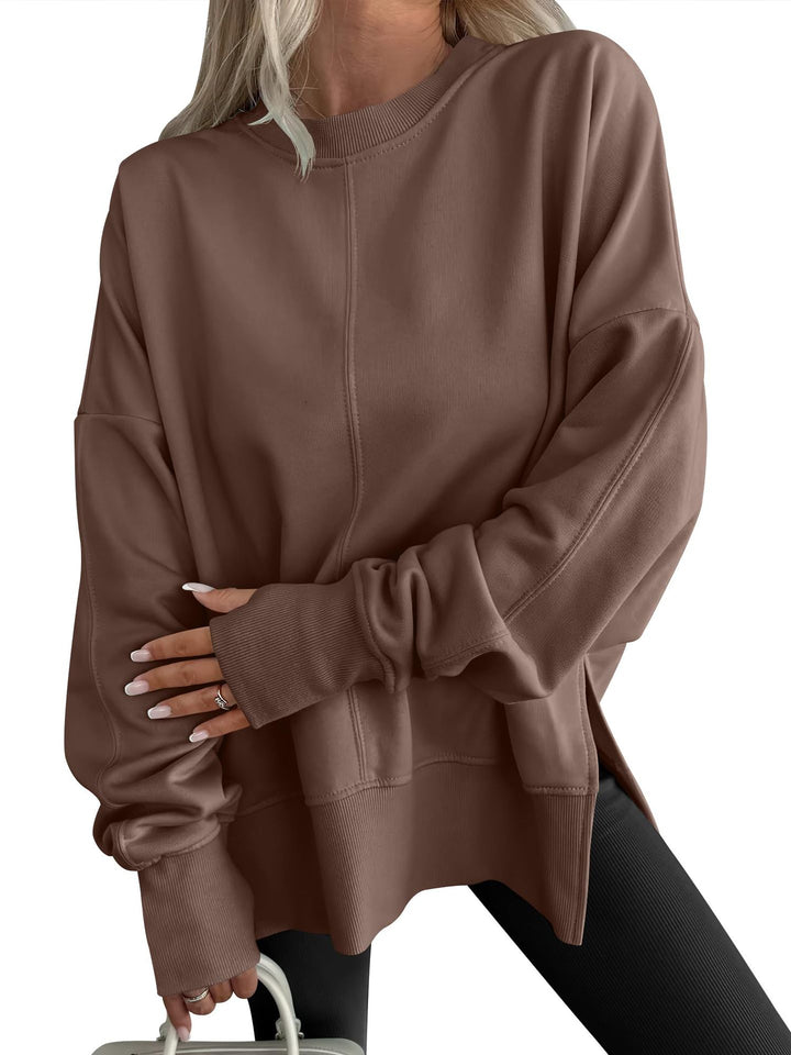 Damen Oversize-Sweatshirt mit Mittelnähte, Rundhals und überschnittener Schulter Drune