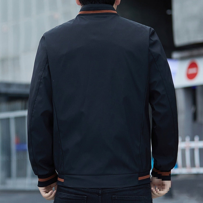 Herren Leichte Urban-Bomberjacke aus Softshell mit Stehkragen, Reißverschlusstaschen & kontrastierten Bündchen Drune