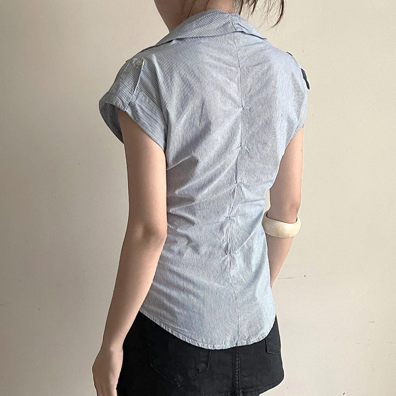 Damen elegante Bluse mit modernen Streifen Drune