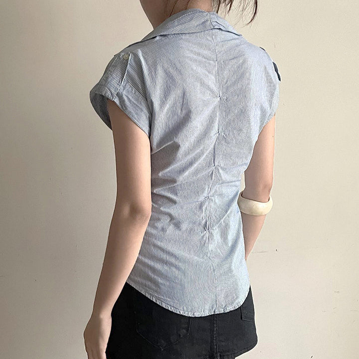 Damen elegante Bluse mit modernen Streifen Drune