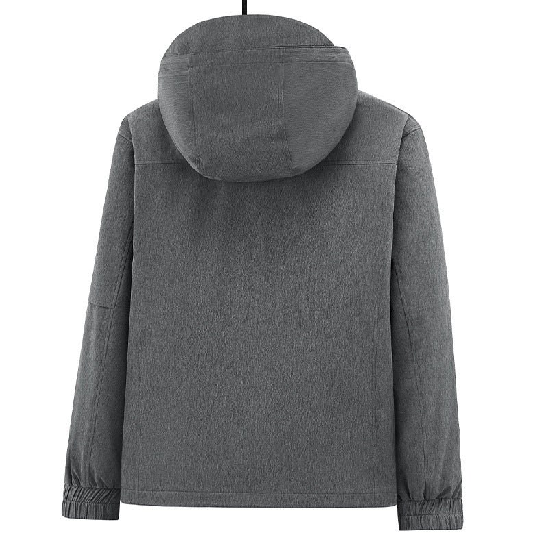 Herren Atmungsaktive Softshell-Outdoorjacke mit Kapuze, verschweißten Reißnähten und Ärmel-Tasche Drune
