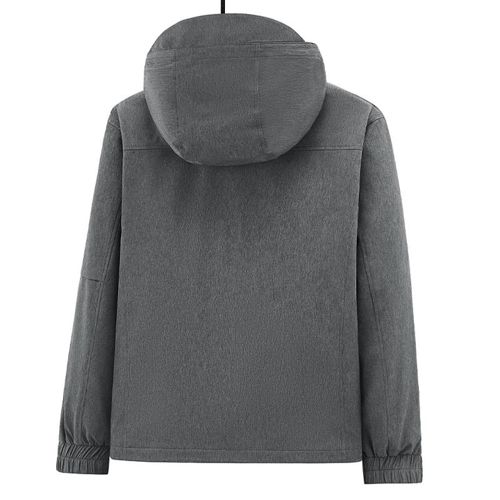 Herren Atmungsaktive Softshell-Outdoorjacke mit Kapuze, verschweißten Reißnähten und Ärmel-Tasche Drune