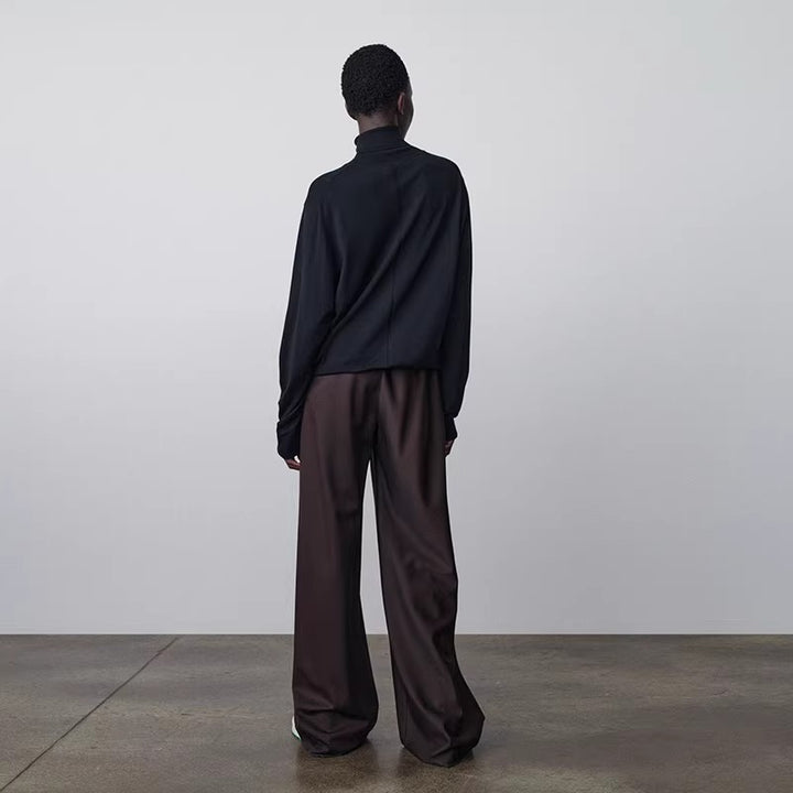 Damen weite Stoffhose mit elastischem Bund Drune