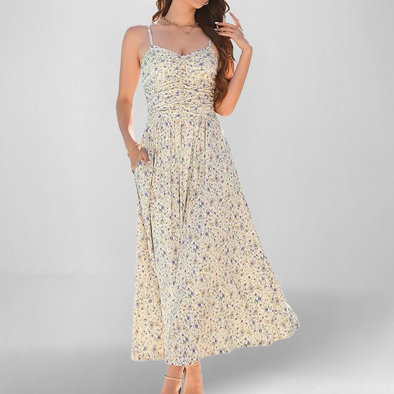 Damen Maxikleid mit schmalen Trägern und praktischen Seitentaschen Drune