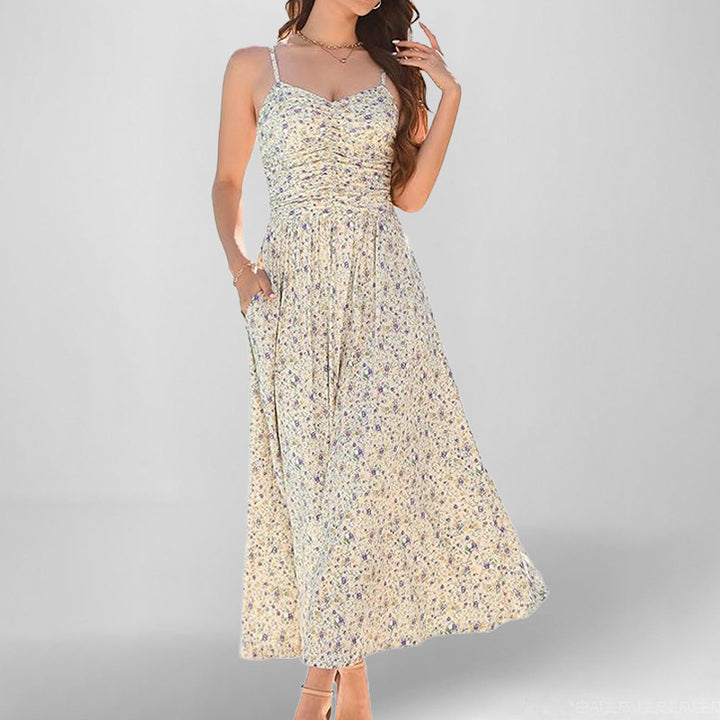 Damen Maxikleid mit schmalen Trägern und praktischen Seitentaschen Drune