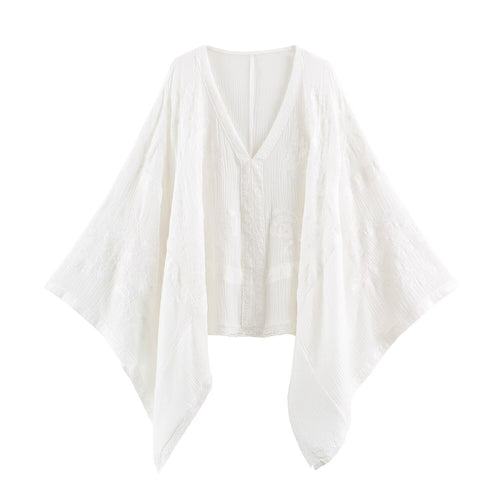 Damen Bestickter Kaftan‑Kimono mit V‑Ausschnitt und fließender Poncho‑Silhouette Drune