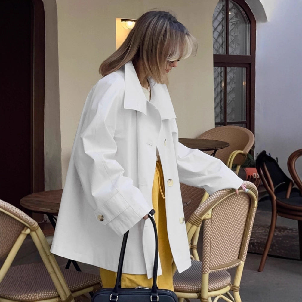 Damen Modischer Oversized-Trenchcoat mit großen Knöpfen Drune