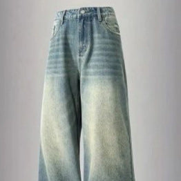 Damen weite High-Waist Jeans im Used-Look Drune