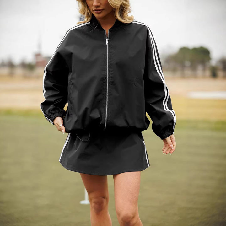 Damen Sportliche Windbreaker-Jacke mit hohem Kragen und seitlichen Einsätzen Drune