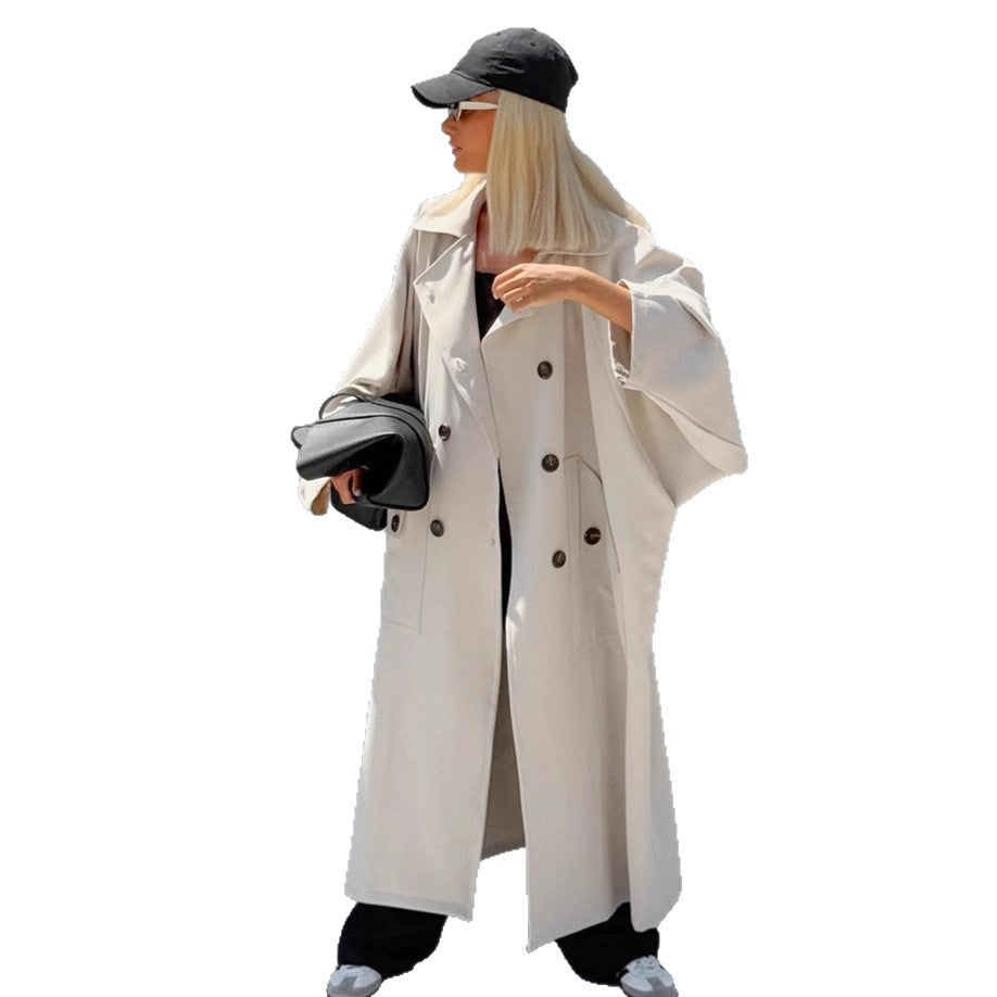 Damen Oversized Trenchcoat mit kreativem Schnitt und einzigartigen Details Drune