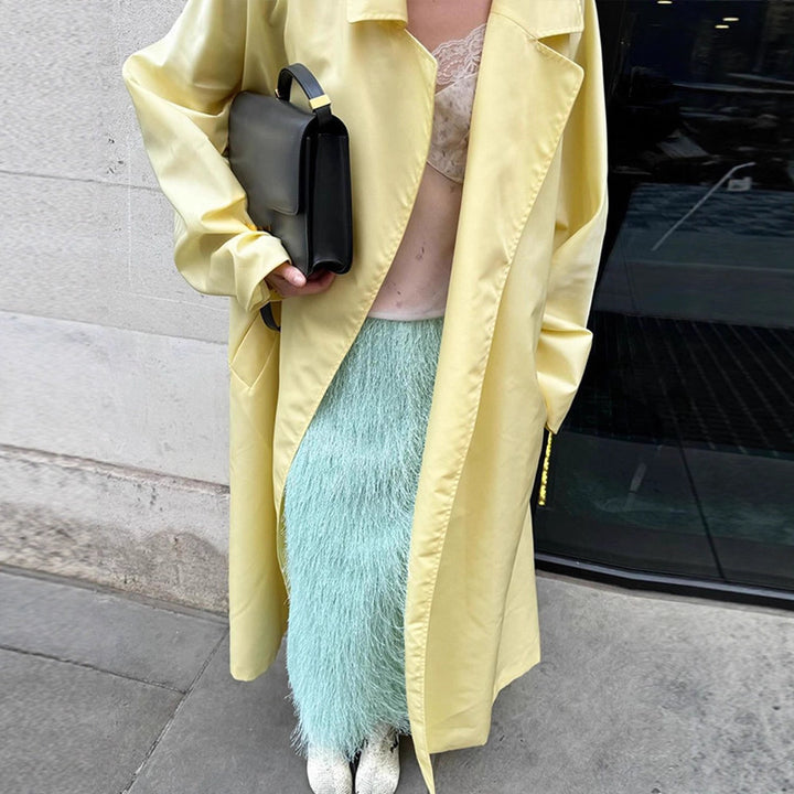 Damen Maxilanger Oversize-Mantel im Cocoon-Schnitt mit verdeckter Knopfleiste Drune