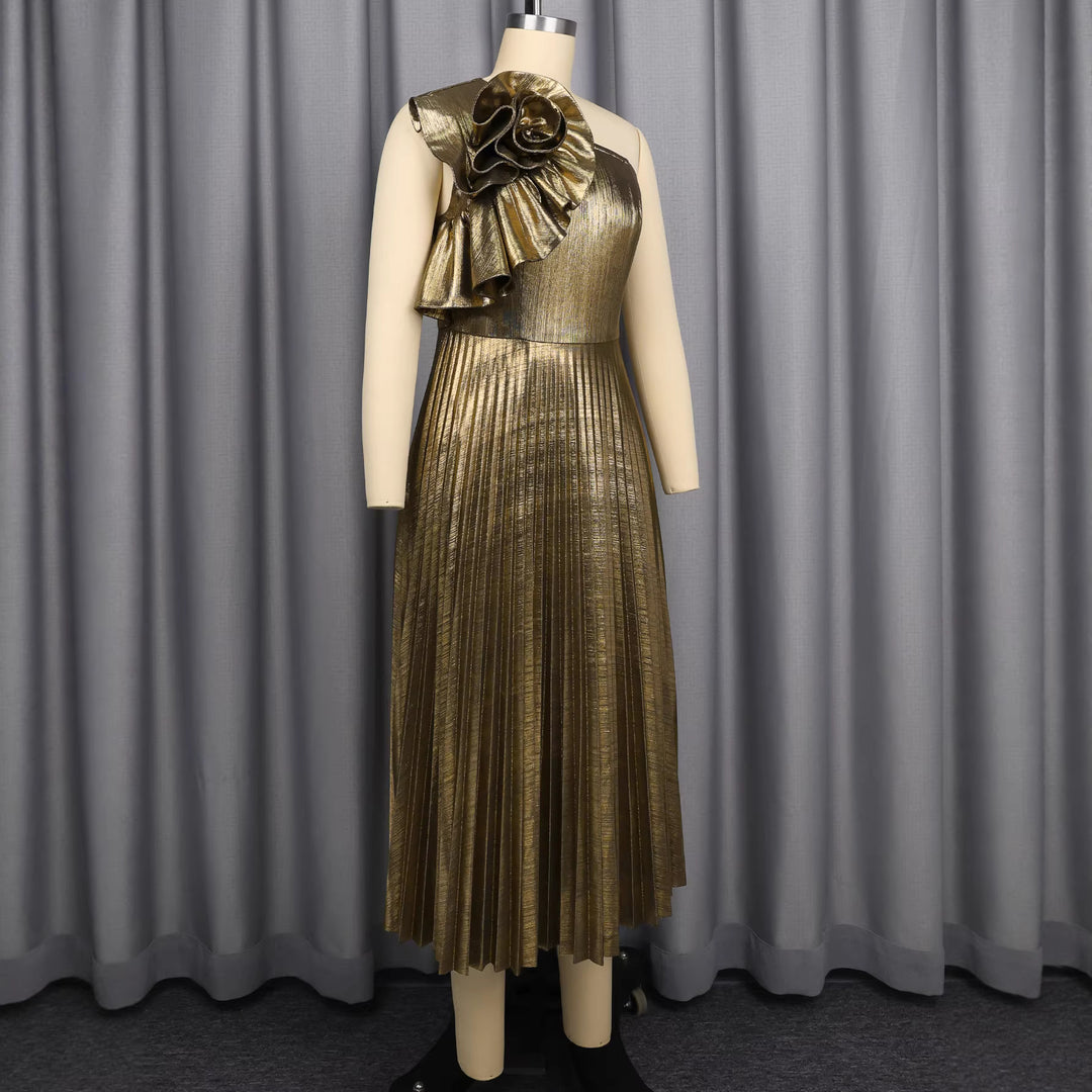 Damen Glamouröses und plissiertes Abendkleid Drune