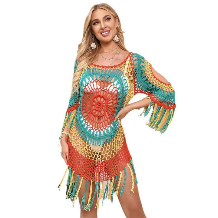 Damen Häkel-Strandkleid mit auffälligem Fransen-Design Drune
