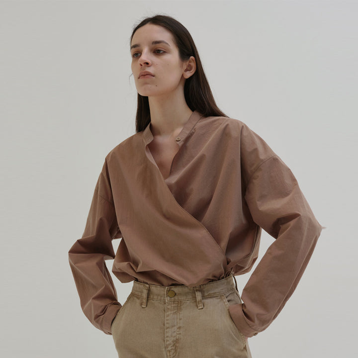 Damen asymmetrische Hemdbluse mit minimalistischem Design Drune