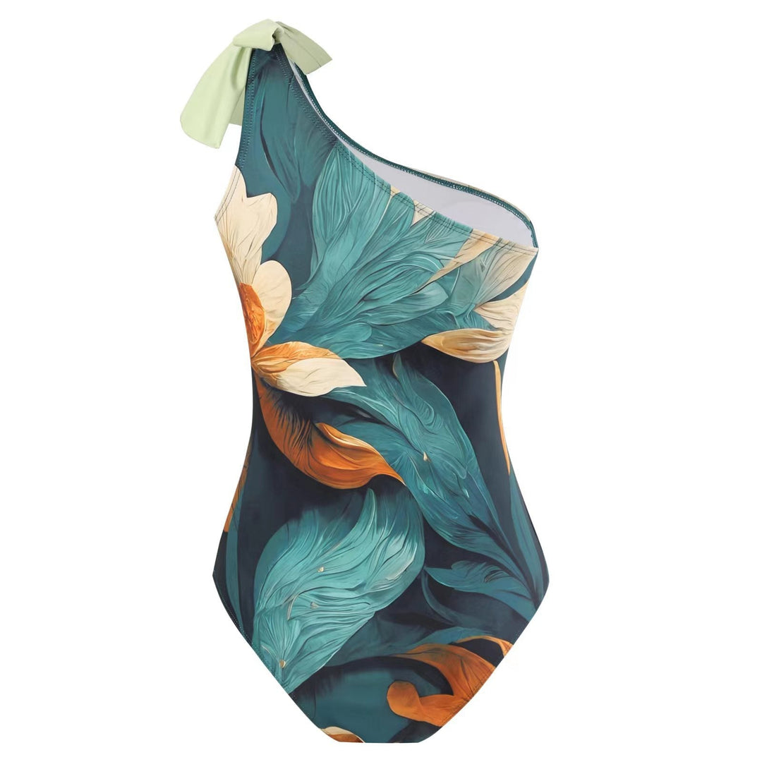 Drune | Damen Badeanzug-Set mit Elegantem Asymmetrischen Design und Verspieltem Rockdetail