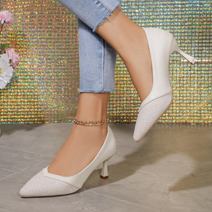 Damen elegante Kitten Heels mit funkelnden Details und komfortabler Einlegesohle Drune