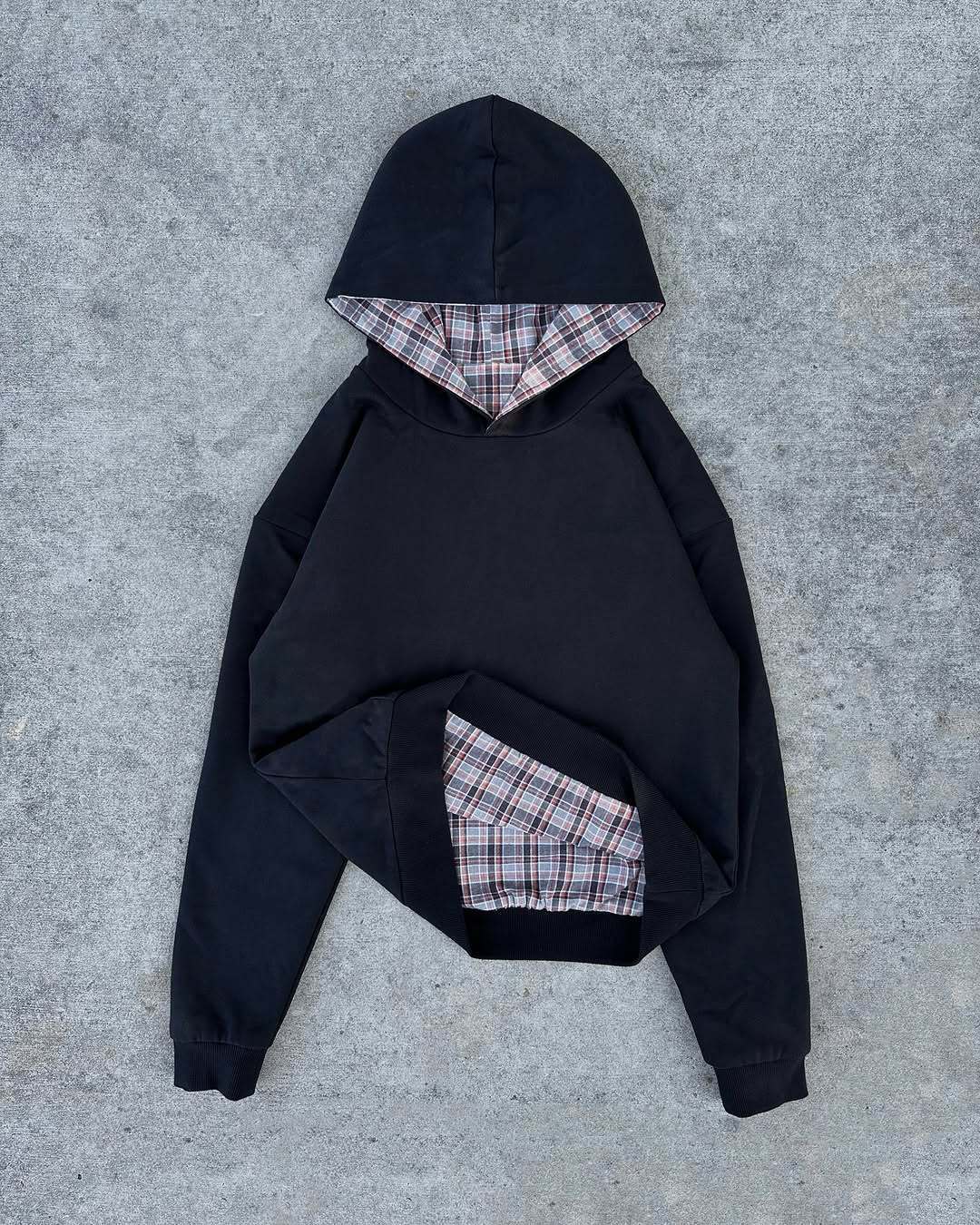 Damen Kapuzenpullover mit modernem Karo-Futter Drune