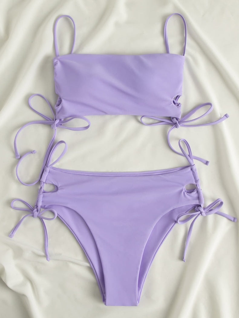 Damen Crop-Top Bikini mit verstellbaren Schnüren Drune