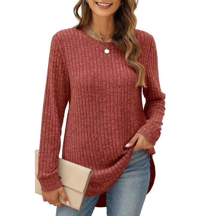 Damen lässiges Langarmshirt aus Strukturstrick Drune