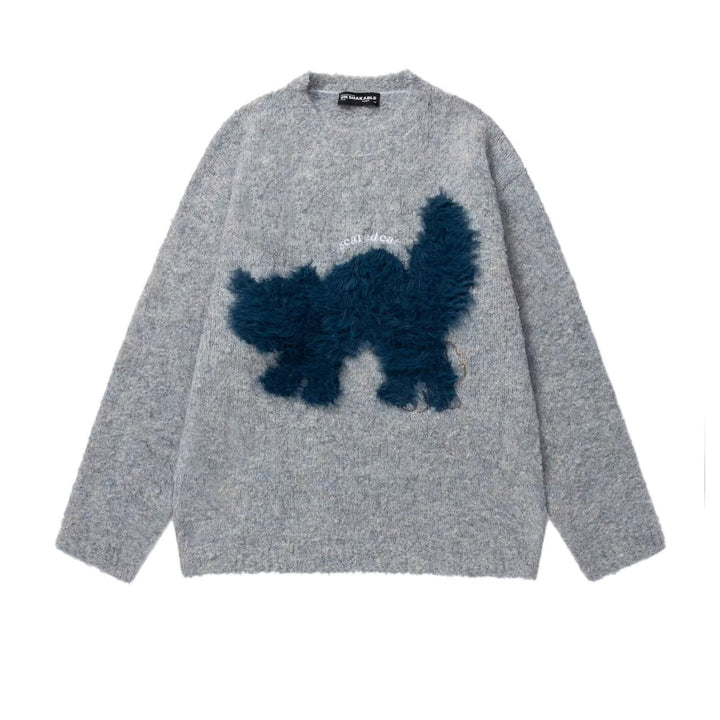 Damen Gemütlicher Pullover mit Effektgarn und Tiermotiv Drune