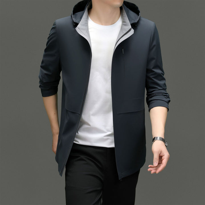 Herren leichte Freizeitjacke mit hohem Stehkragen und praktischen Taschen Drune